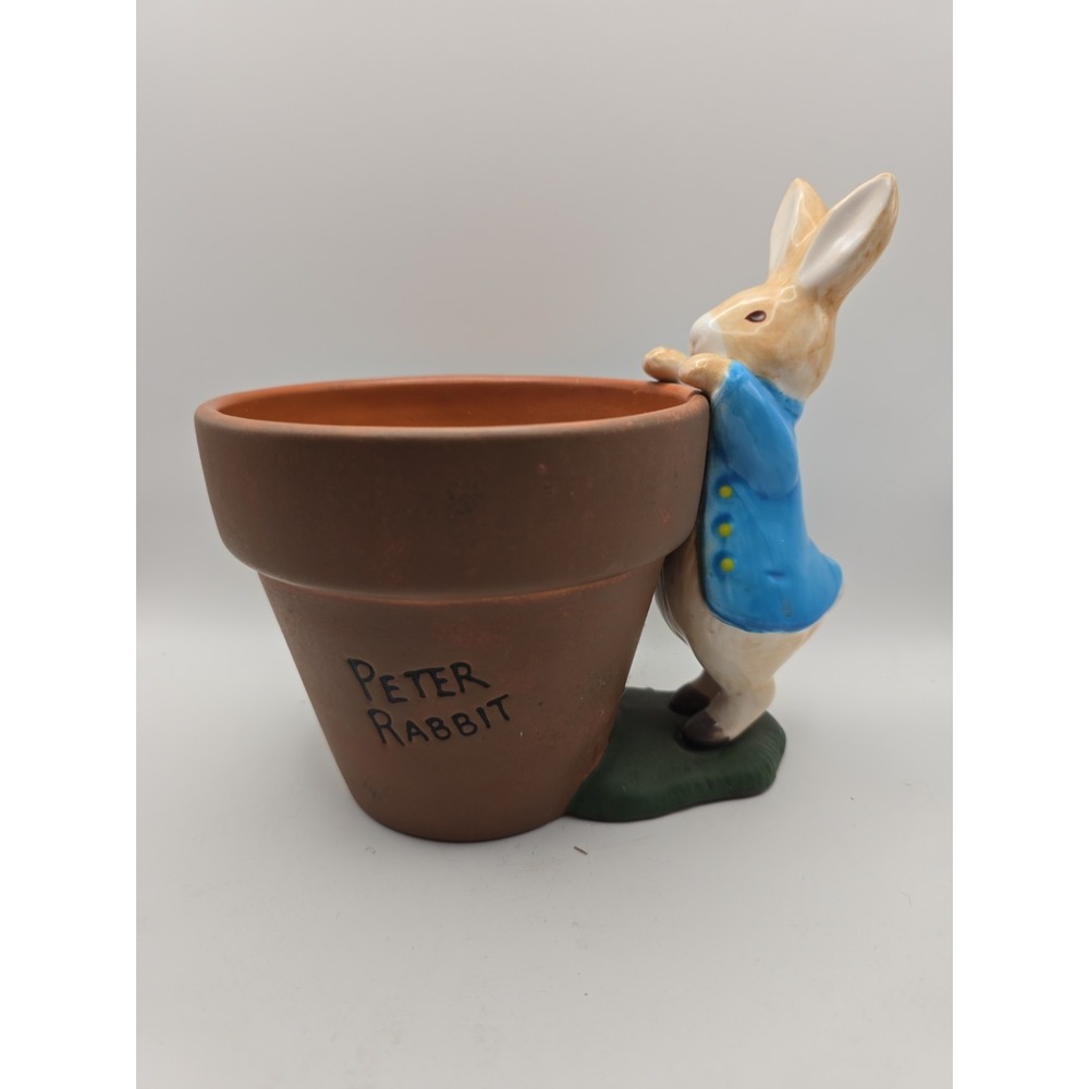 Beatrix Potter Peter Rabbit Ceramic Figurine Flower Pot Planter 7" 2000